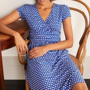 Boden Lola Scallop Print Jersey Wrap Dress with Pockets Like New Size 8